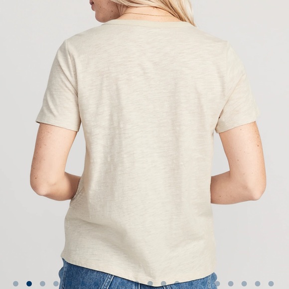 NWT OLD NAVY EveryWear V-Neck Slub-Knit T- SHIRT Color: Wish Bone - Picture 3 of 5